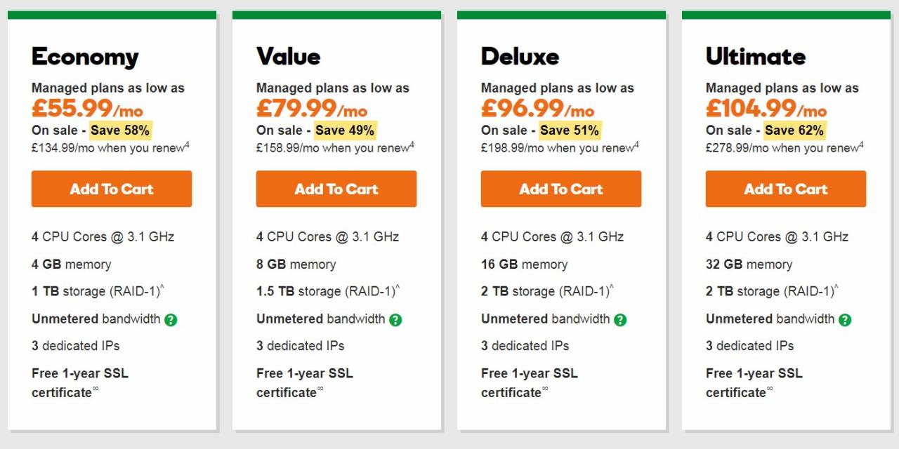 Godaddy vps server price