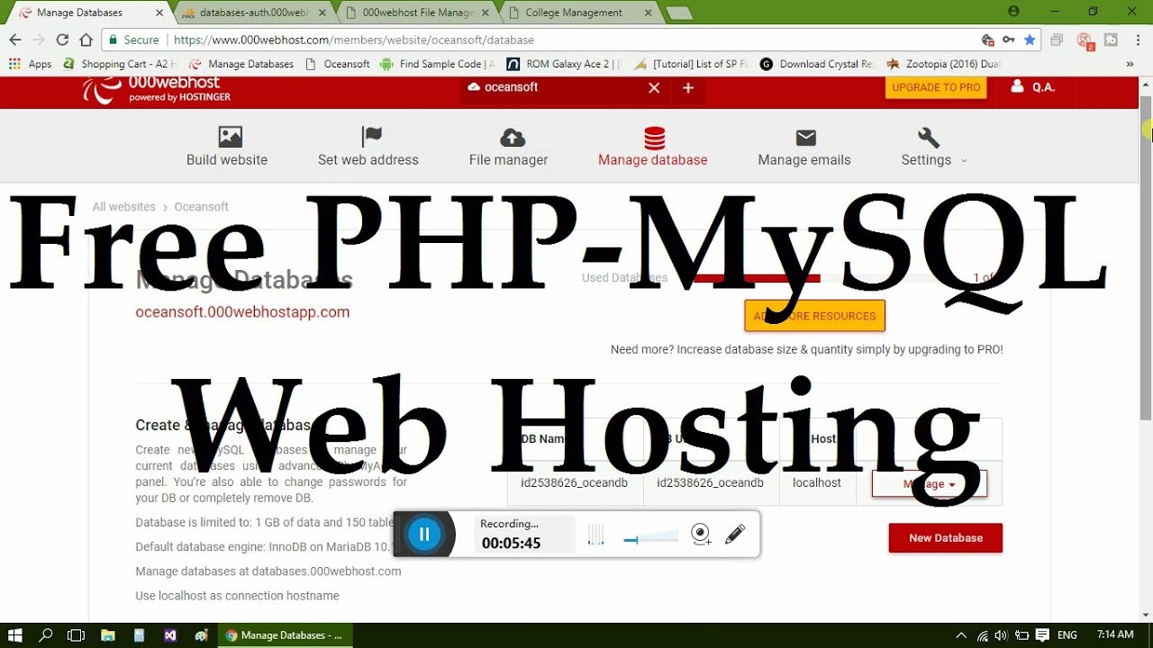 Free php mysql hosting